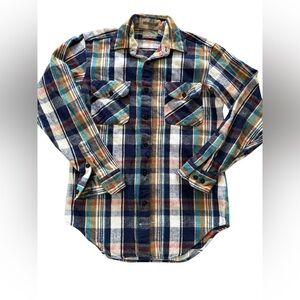 Vintage Pine Grove Flannel Shirt Adult Small S Blue Plaid Western Mens